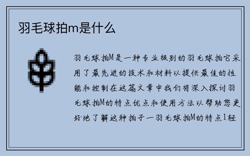 羽毛球拍m是什么